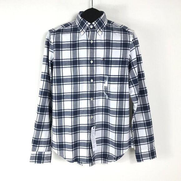 NEW Tommy Hilfiger Plaid Button Down Shirt Men's Small Long Sleeve Cotton Casual - Picture 1 of 13